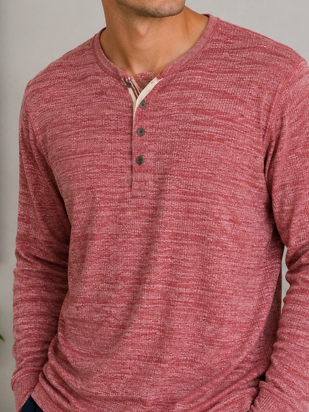 Express Men's Marled Long-Sleeve Henley